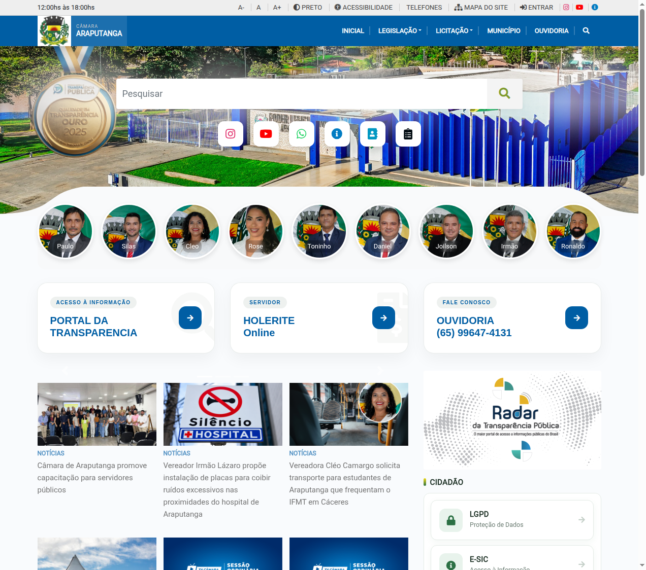 Screenshot araputanga.mt.leg.br