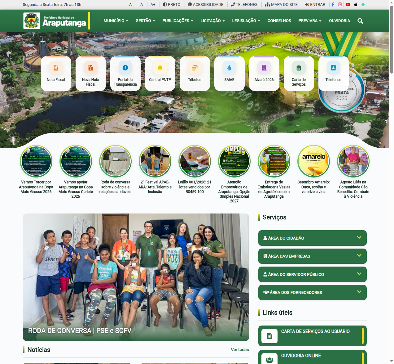 Screenshot araputanga.mt.gov.br